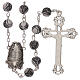 White pearl rosary with black drawing of the Virgin 5 mm s2