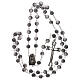 White pearl rosary with black drawing of the Virgin 5 mm s4