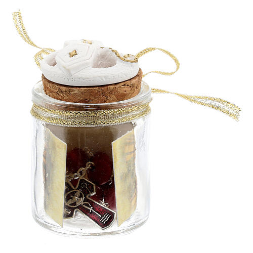Red single decade rosary in a glass jar, Confirmation 4