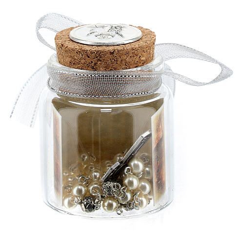 White rosary in a glass jar, Holy Communion 4