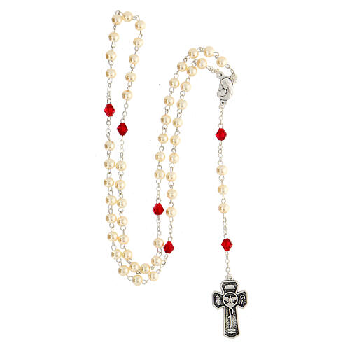 White and red rosary in a glass jar, Confirmation 3