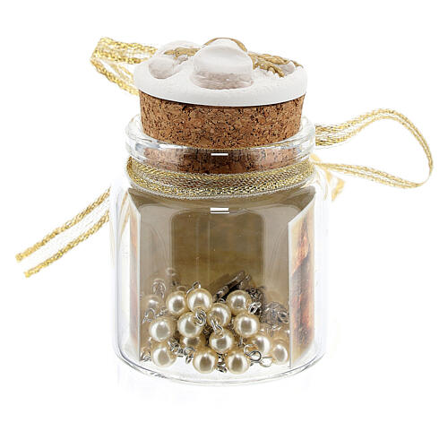 Ivory rosary in a glass jar, IHS, Holy Communion 4