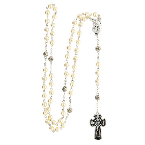 Ivory rosary, IHS Communion jar 3