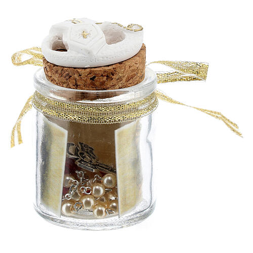 Ivory rosary in a glass jar, dove, Confirmation 4