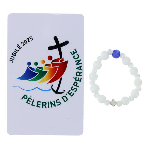 Dizainier Chapelet Jubilé 2025 - Croix En Velours Vert Rembourrée 8x6 Cm - Projet Solidaire