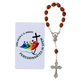 Single decade rosary of Jubilee 2025 with card, wooden beads