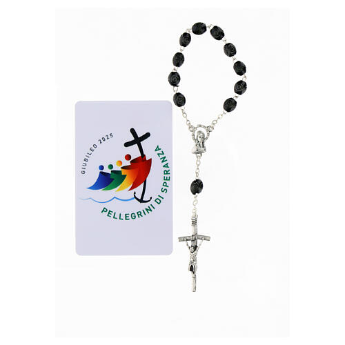 Single decade rosary of Jubilee 2025 with card, wooden beads 3