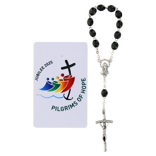 Single decade rosary of Jubilee 2025 with card, wooden beads 5