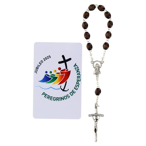 Single decade rosary of Jubilee 2025 with card, wooden beads 6