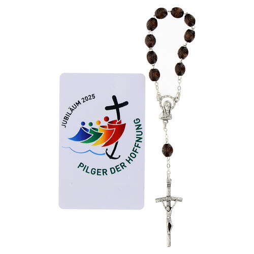 Single decade rosary of Jubilee 2025 with card, wooden beads 7