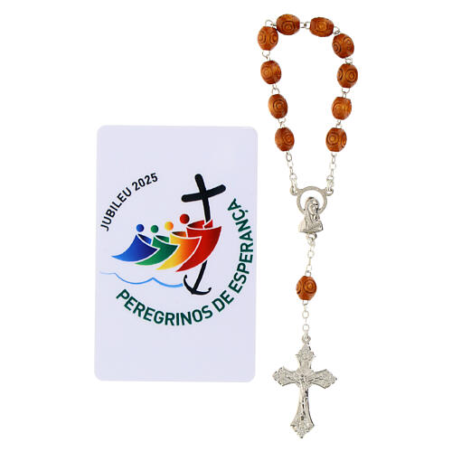 Single decade rosary of Jubilee 2025 with card, wooden beads 8