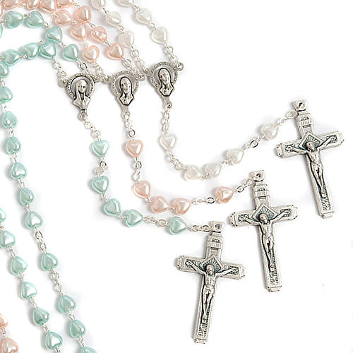 Heart-shaped beads pearled rosary 1