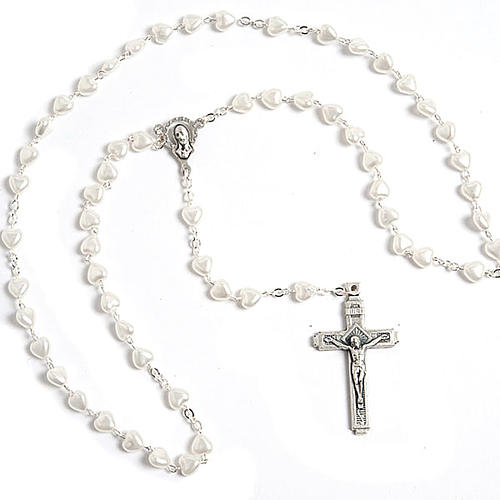 Heart-shaped beads pearled rosary 7