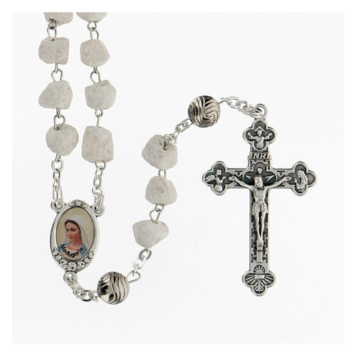 Medjugorje stone rosary with rose-shaped beads 1