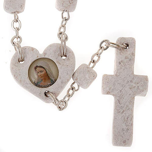 Coroncina Medjugorje cuore pietra bianca 1