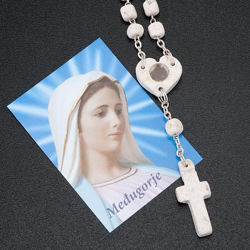 Coroncina Medjugorje cuore pietra bianca 2