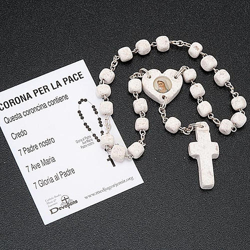 Coroncina Medjugorje cuore pietra bianca 3