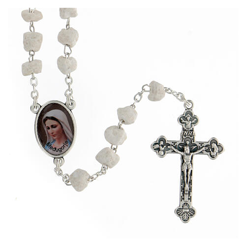 Medjugorje rosary in white stone 1