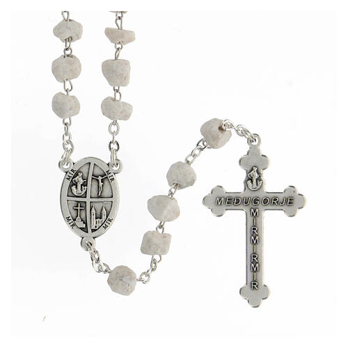 Medjugorje rosary in white stone 2