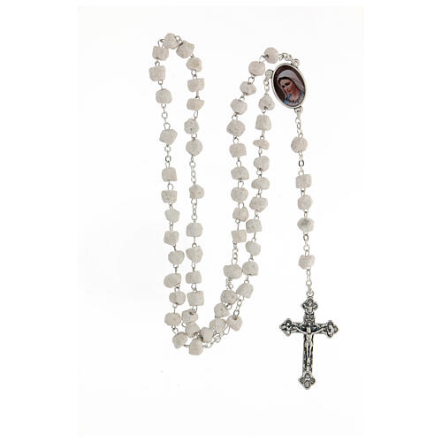 Medjugorje rosary in white stone 4