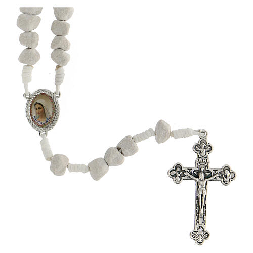 Medjugorje stone rosary white string 1