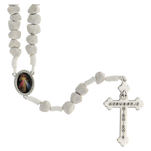 Medjugorje stone rosary white string 2