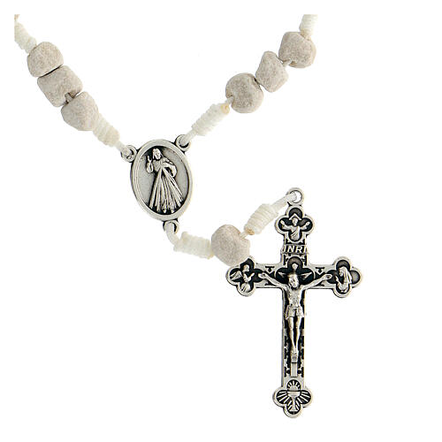 Peace chaplet, Medjugorje, white stone and cord 1