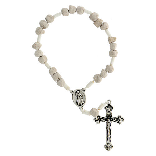 Peace chaplet, Medjugorje, white stone and cord 2