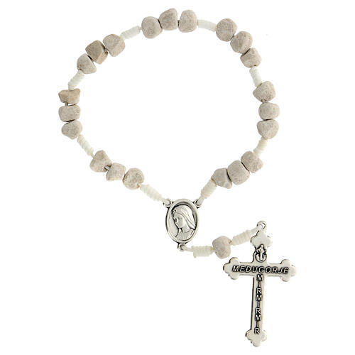 Peace chaplet, Medjugorje, white stone and cord 3