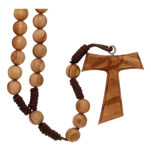 Olive wood  rosary with Tau 1