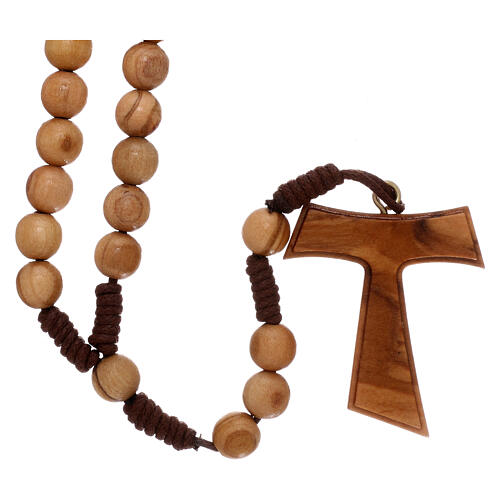 Olive wood  rosary with Tau 2
