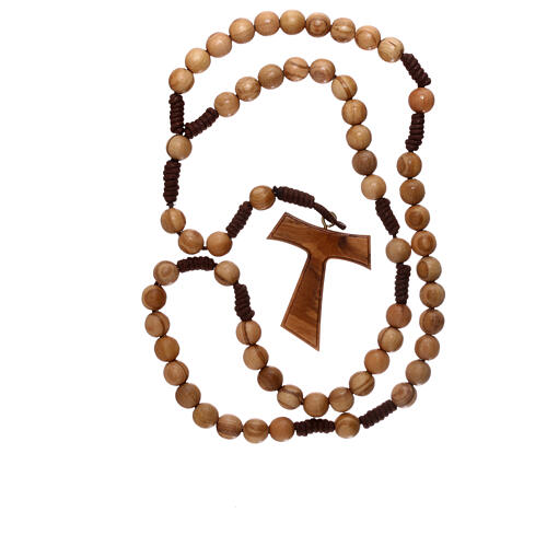 Olive wood  rosary with Tau 4