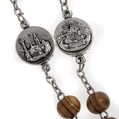 Rosary in olive wood with Roman Basilicas medal 8mm 4