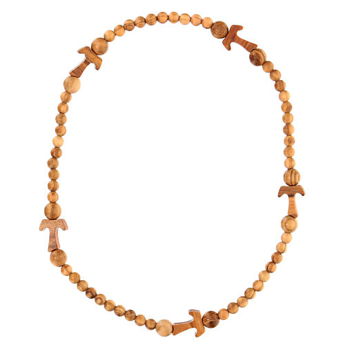 Rosenkranz Halskette Tau fünf Zehner Perlen 5 mm Holz Assisi 4