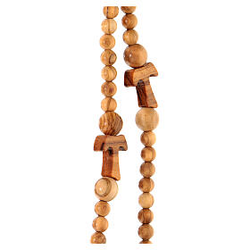 Collar rosario tau cinco decenas granos 5 mm madera Asís