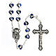 Metal rosary with heart beads 7 mm Miraculous Mary blue enamel s1