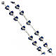 Metal rosary with heart beads 7 mm Miraculous Mary blue enamel s3