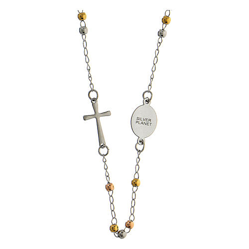 316L steel rosary, wearable, two-tone 2 mm beads, circumference 45 cm 3