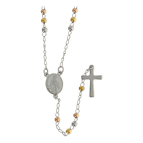 316L steel rosary with two-tone beads 3 mm Miraculous Mary 1