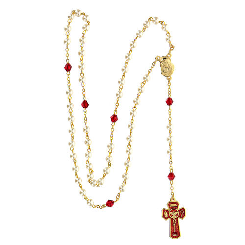 Gold plated Confirmation rosary with 5 mm glass beads 3