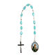 Metallic devotional rosary of Saint Jude Thaddaeus, 30 cm, oval blue beads of 10x7 mm s1