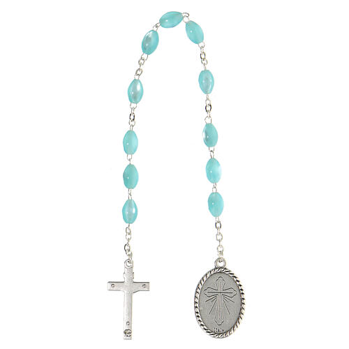 Chapelet métal 30 cm Saint Judas Thaddée grains ovales turquoises 10x7 mm 2