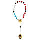 Metallic rosary of Saint Charbel with red, blue and clear glass beads of 5 mm s1