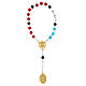 St Charbel rosary in metal, transparent blue red beads, glass 5 mm s2