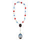 Rosenkranz Pater Ave Gloria, Metall, azurblaue, rote, transparente Perlen 7 mm s1