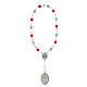 Rosenkranz Pater Ave Gloria, Metall, azurblaue, rote, transparente Perlen 7 mm s2