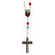 Rosenkranz Heiligste Dreifaltigkeit, Kruzifix, azurblaue, rote und transparente Perlen 7 mm s1