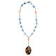 Metallic rosary of Saint Anne and Chiama Angeli, pink and blue beads of 7x10 mm s1