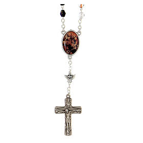 Rosenkranz der 33 Tage, mit einem Kruzifix aus Metall, mit schwarzen und transparenten Perlen 5 mm