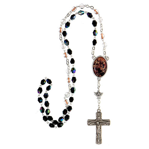Rosenkranz der 33 Tage, mit einem Kruzifix aus Metall, mit schwarzen und transparenten Perlen 5 mm 4